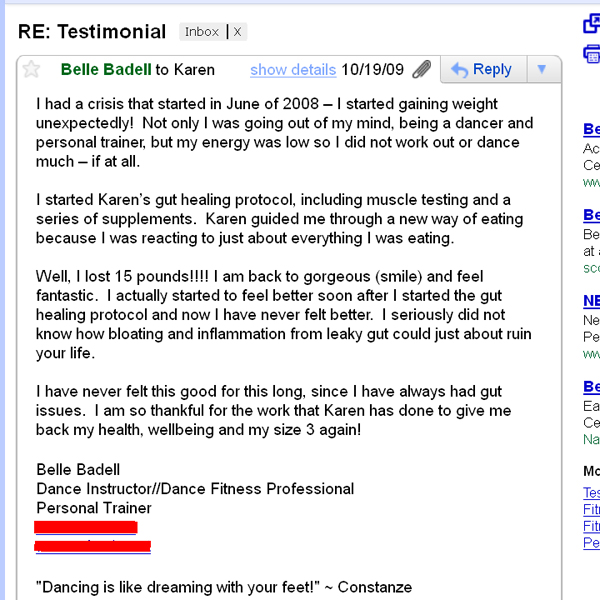 Leaky Gut Syndrome Testimonial