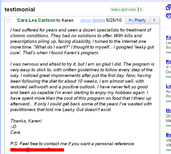 Leaky Gut Syndrome Testimonial